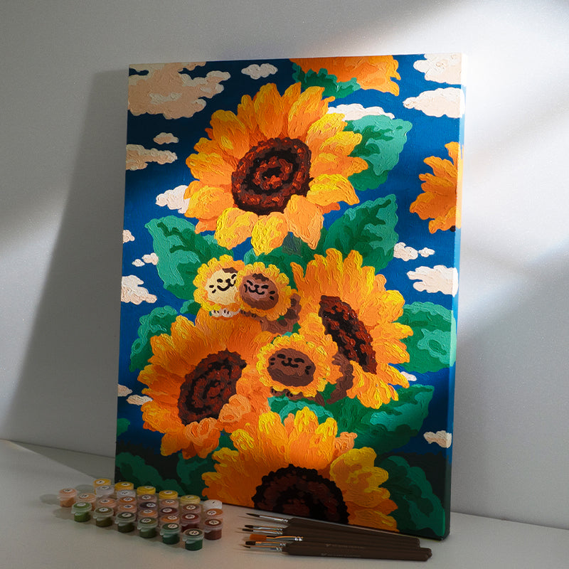 Sunflower and Cat